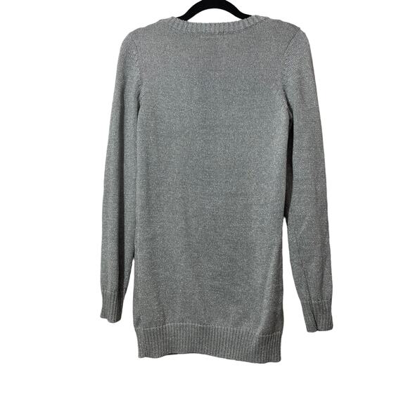 Sweater Project Panda Bear Tunic Sweater Gray Silver Metallic Sz Medium Sparkly - Picture 2 of 4